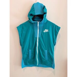 Nike Windrunner Sleeveless Hooded Vest Teal Blue Mesh Trim Small